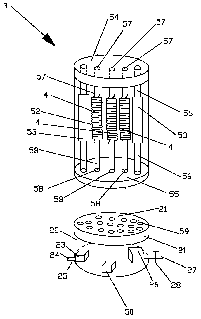 Carbon nanotube fiber spiral tube aerial drinking water self-power supply system and device