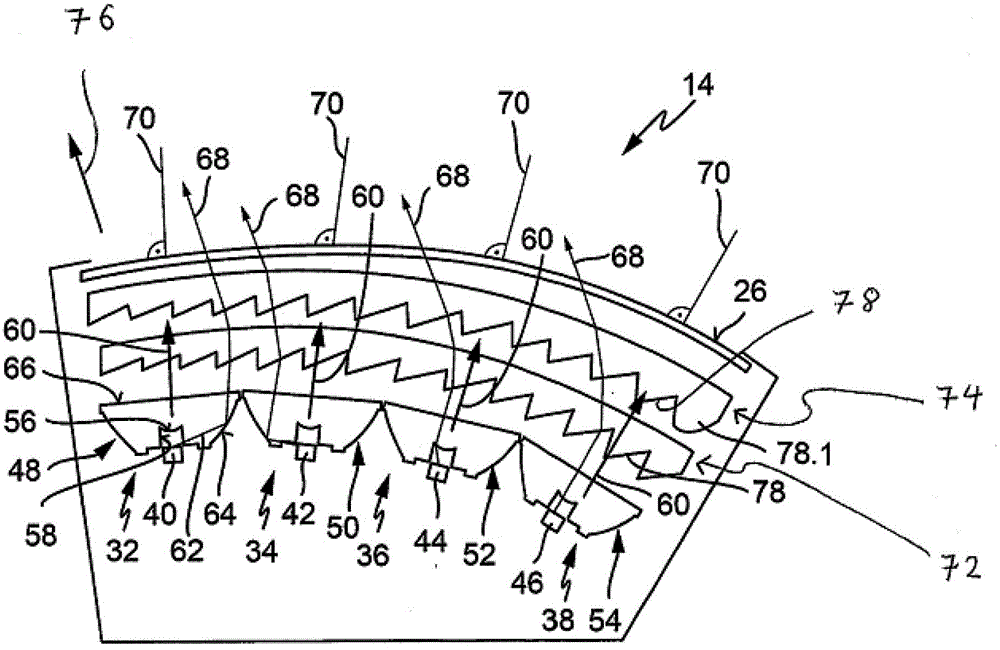 Illumination device used for motor vehicle and provided with dustproof cover extending opposite to traveling direction