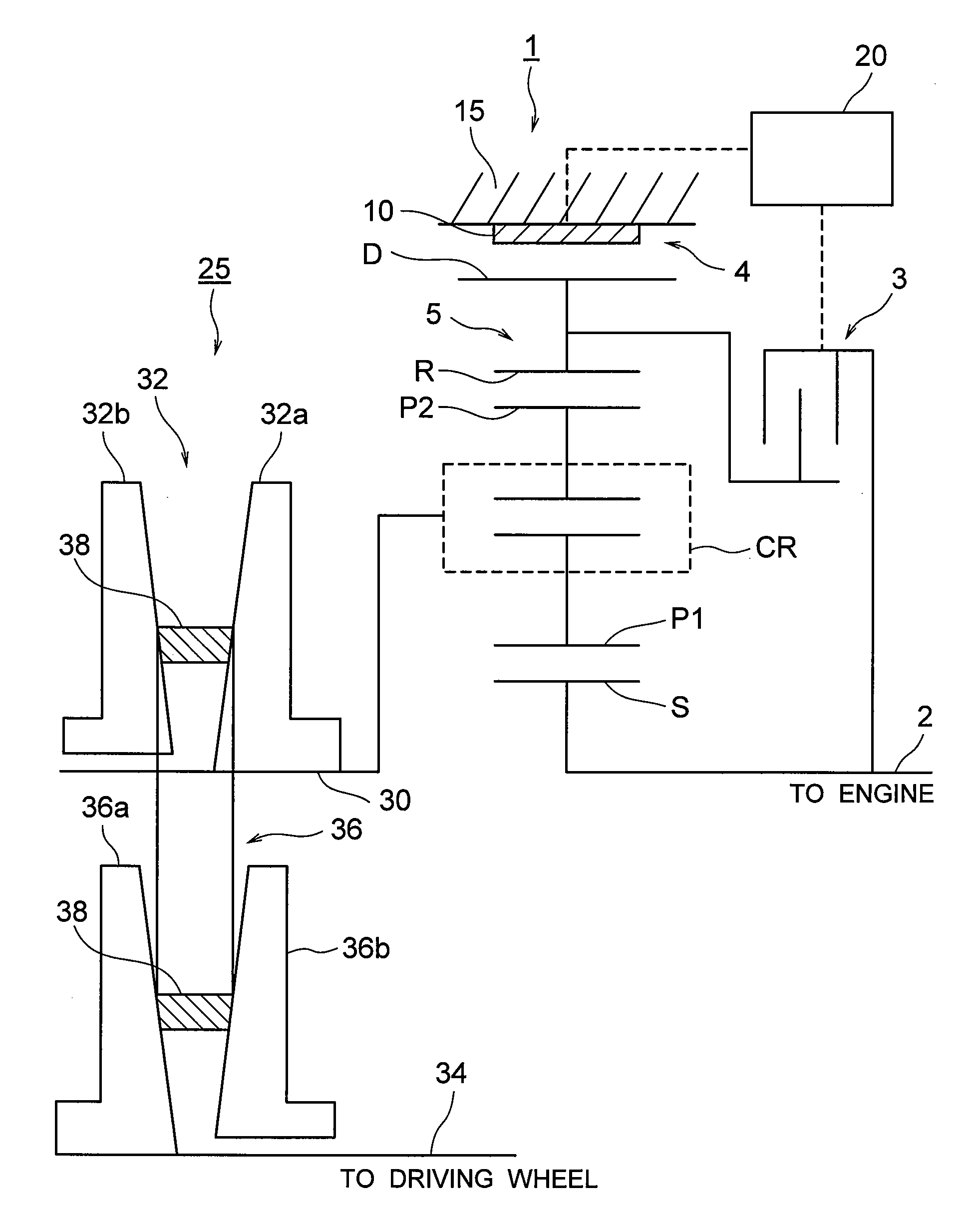 Forward and rearward motion switching mechanism using brake band