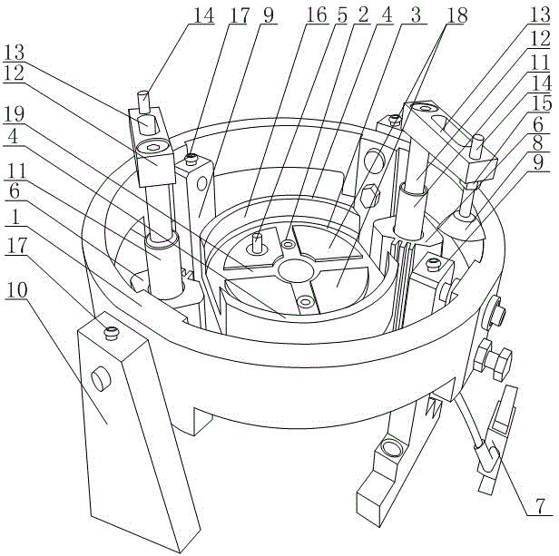 Multistation processing tool for strong-suction-type eccentric upper sealing head flange