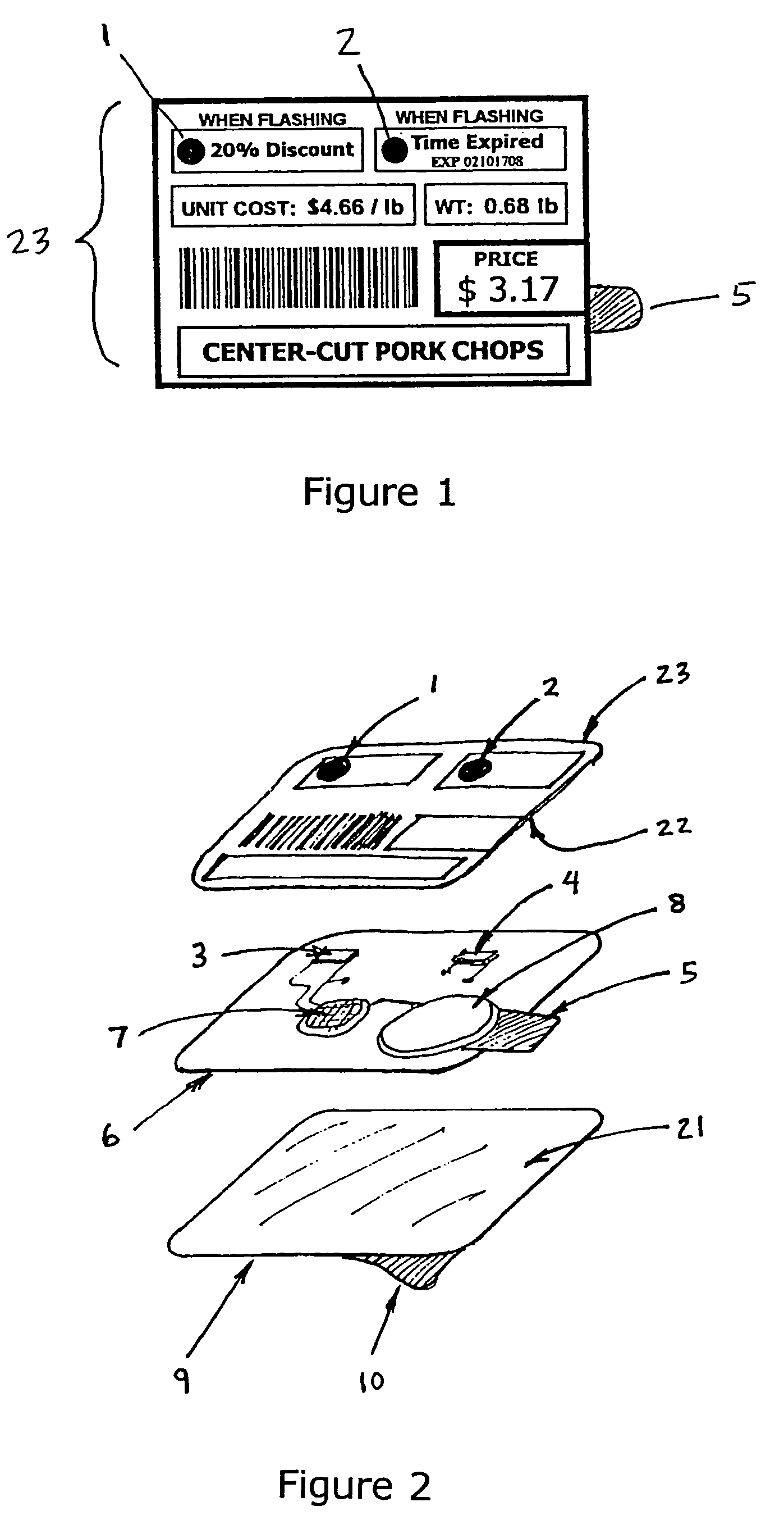 Perishable product electronic label including time and temperature measurement