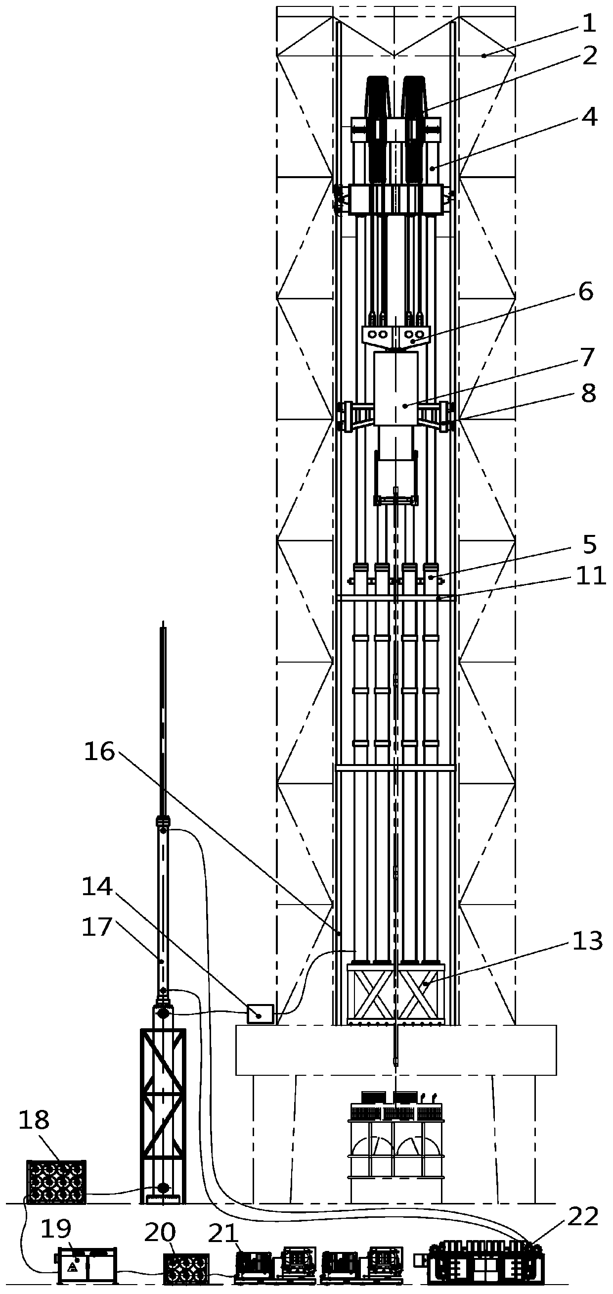 Offshore hydraulic drilling rig lifting and compensation device