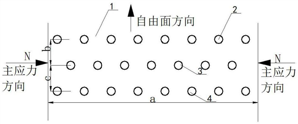 A method suitable for advanced energy-gathering fracturing blasting of high-stress ore bodies