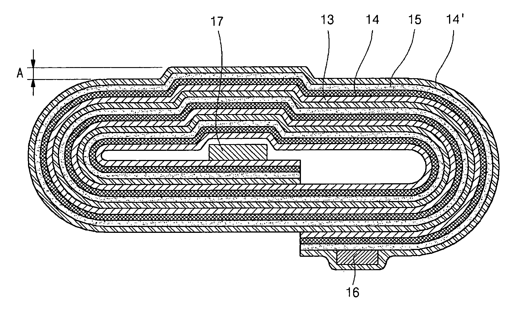 Rechargeable battery with jelly roll type electrode assembly