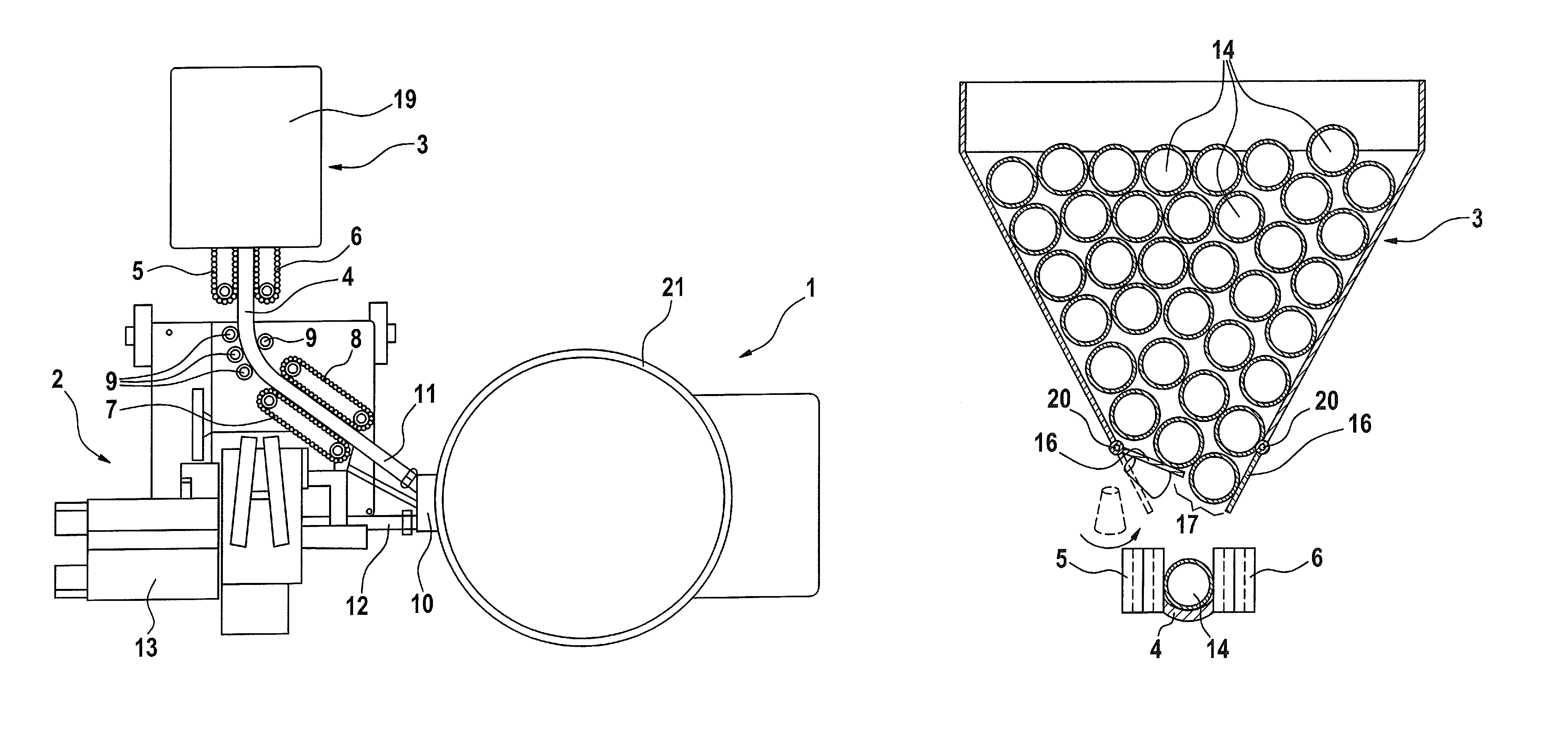 Device for filling packing wrappers with stuffing