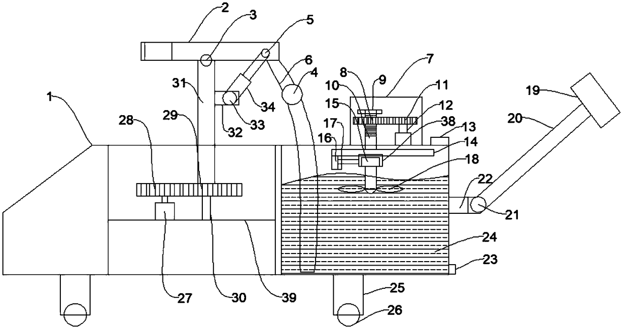 Spraying device for agricultural cultivating greenhouse