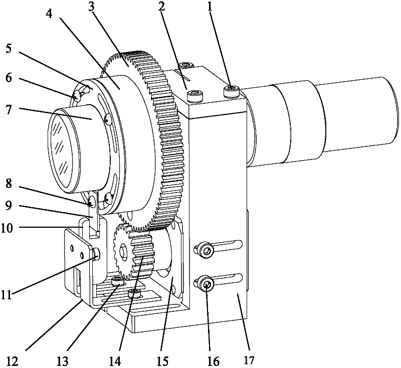 Gear-driven automatic precision focusing mechanism of beam expander