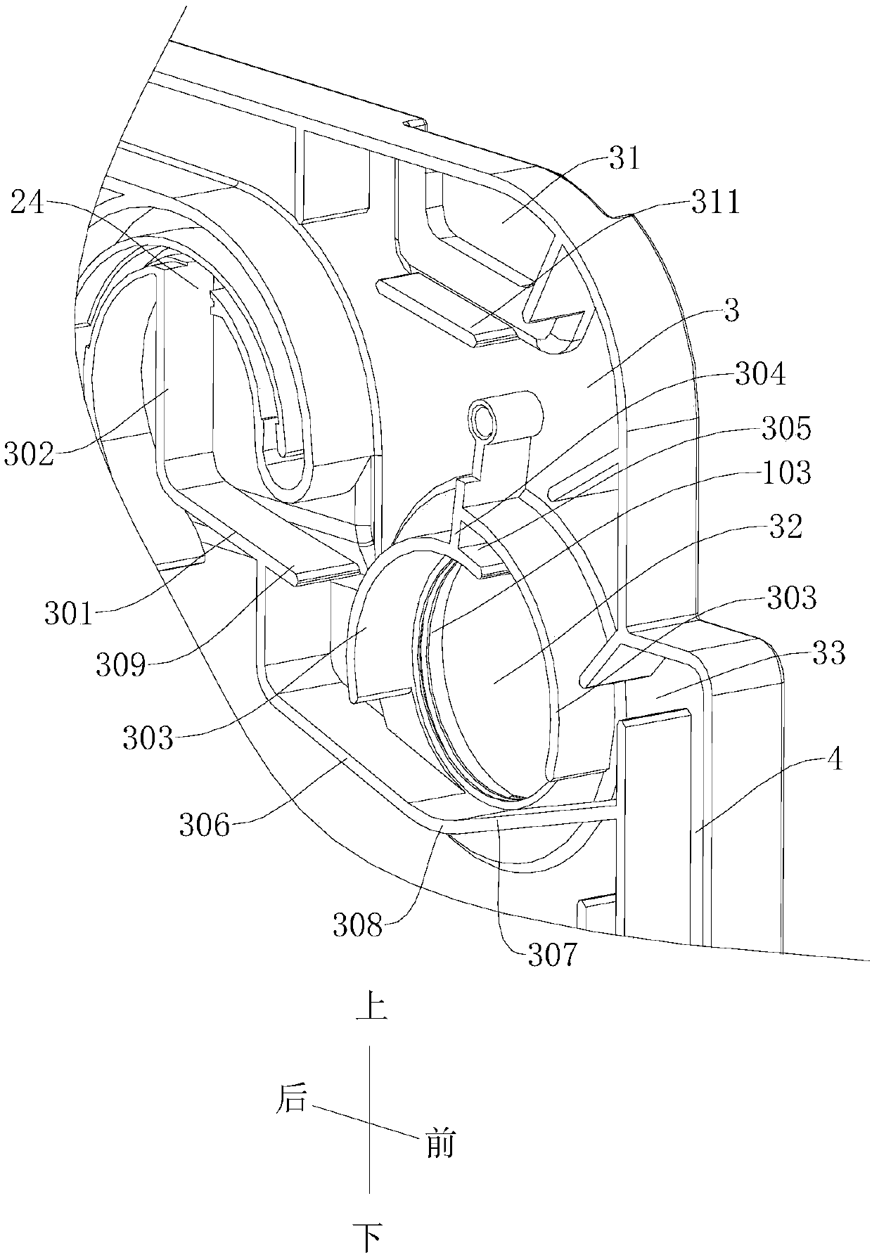 Respirator for water tank dish washing machine and water tank dish washing machine