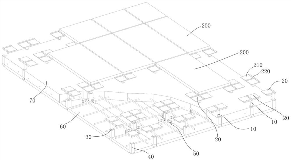 Floor installation device and installation method