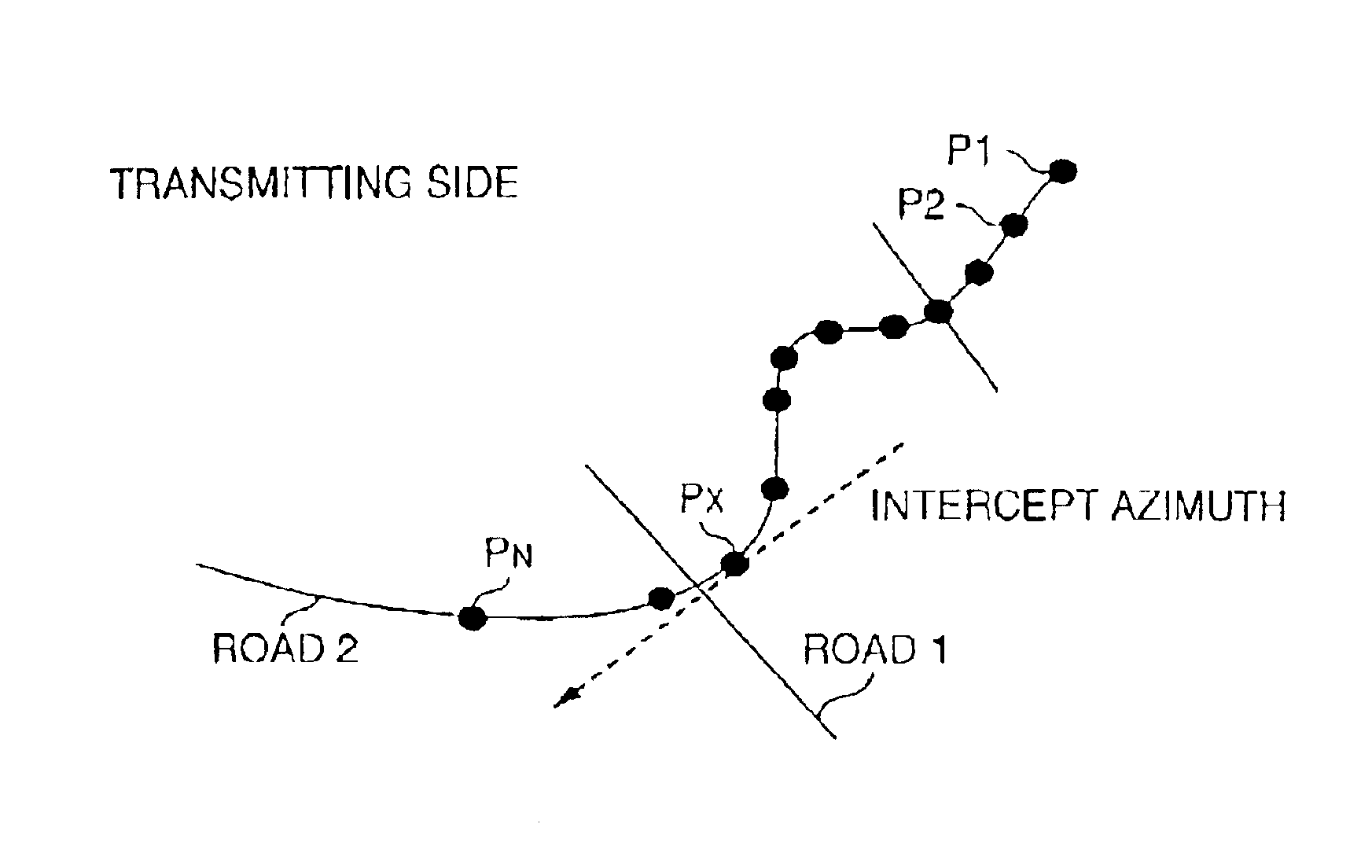 Method for transmitting information on position on digital map and device used for the same