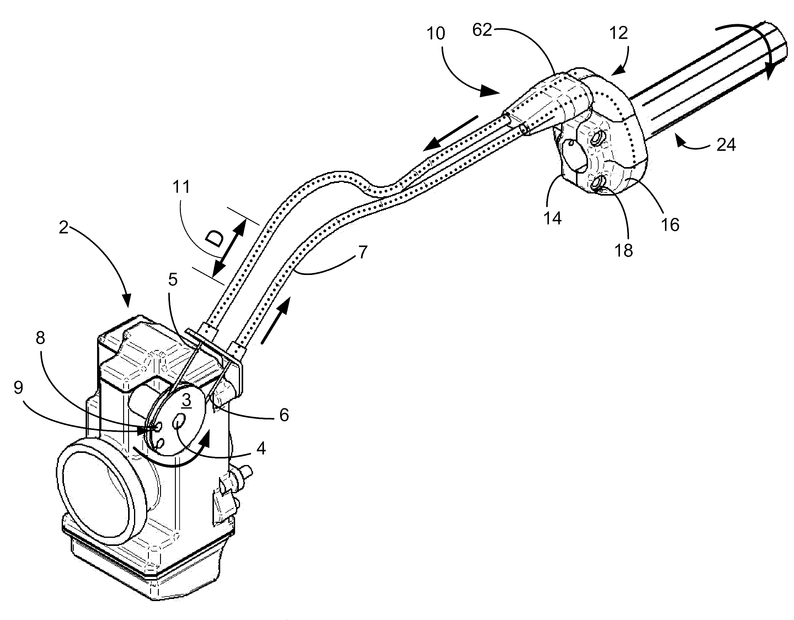 Variable rate push/pull twist throttle