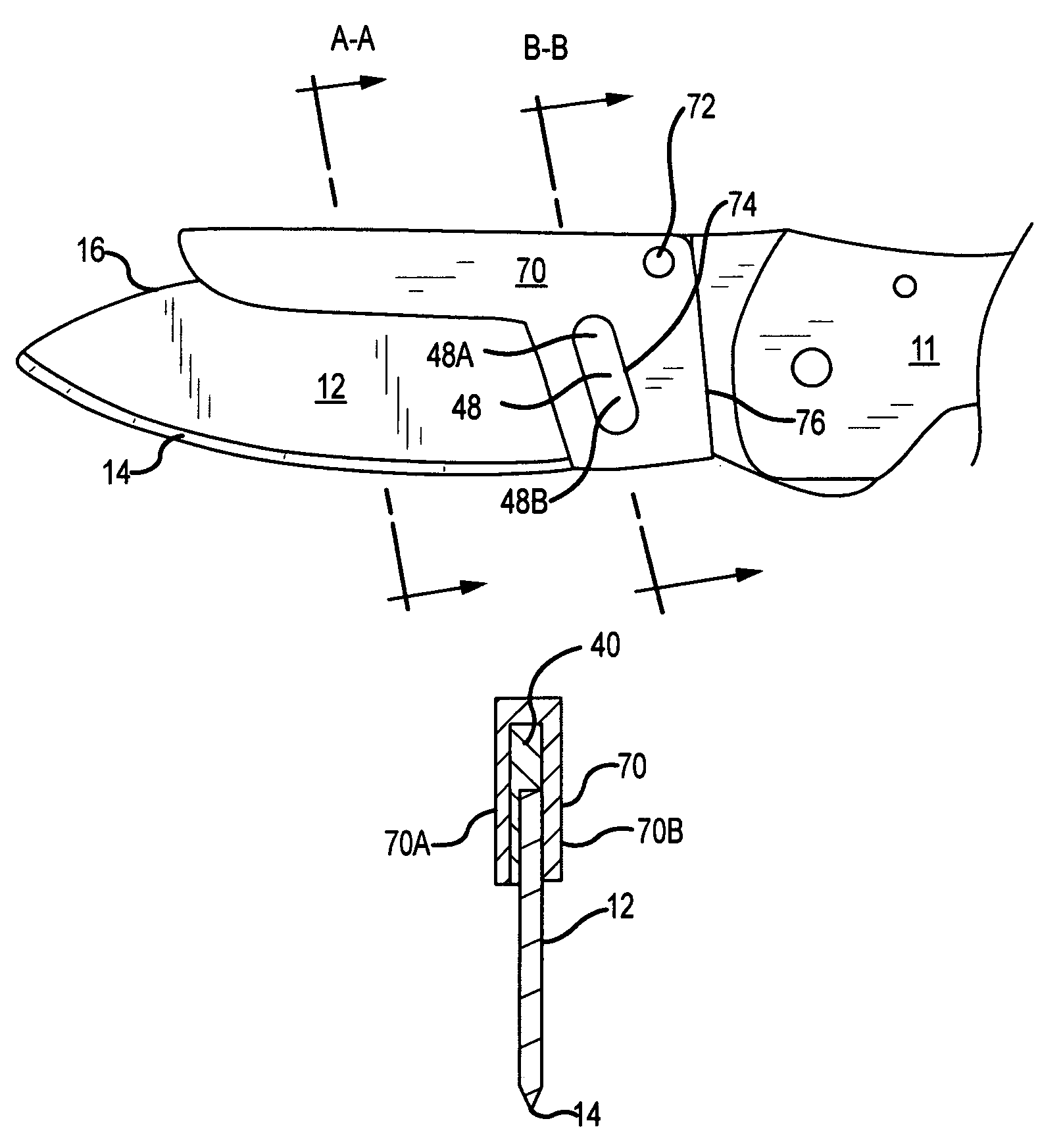 Exchange blade knife