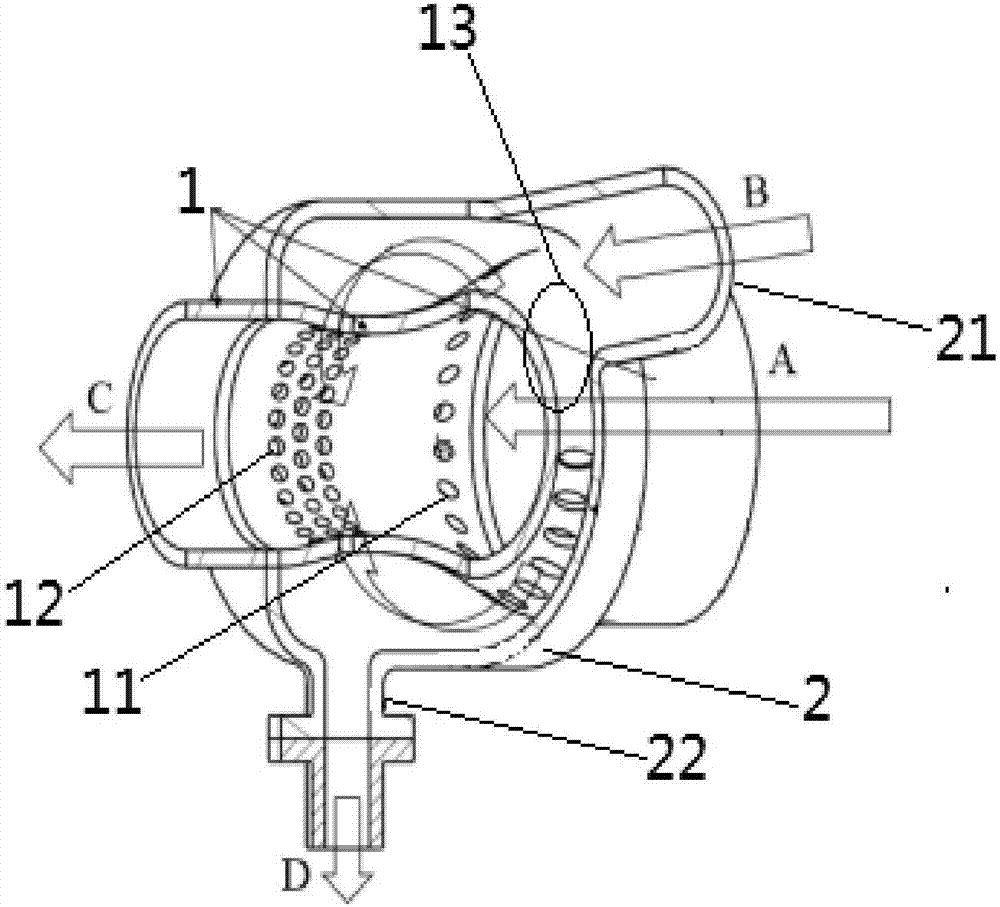 Gas mixing device for engine exhaust gas recycling system