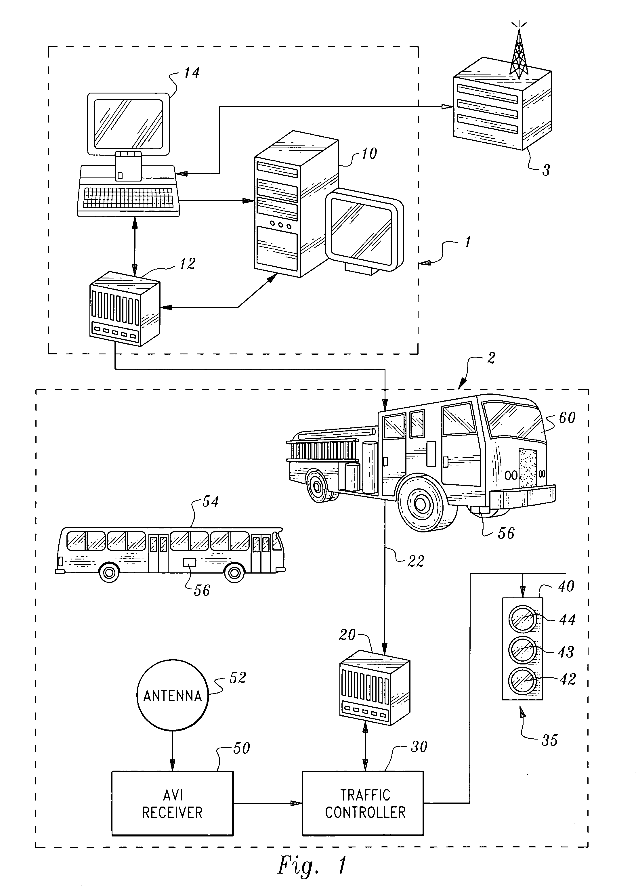 Automated traffic control system having an interactive emergency vehicle warning therein