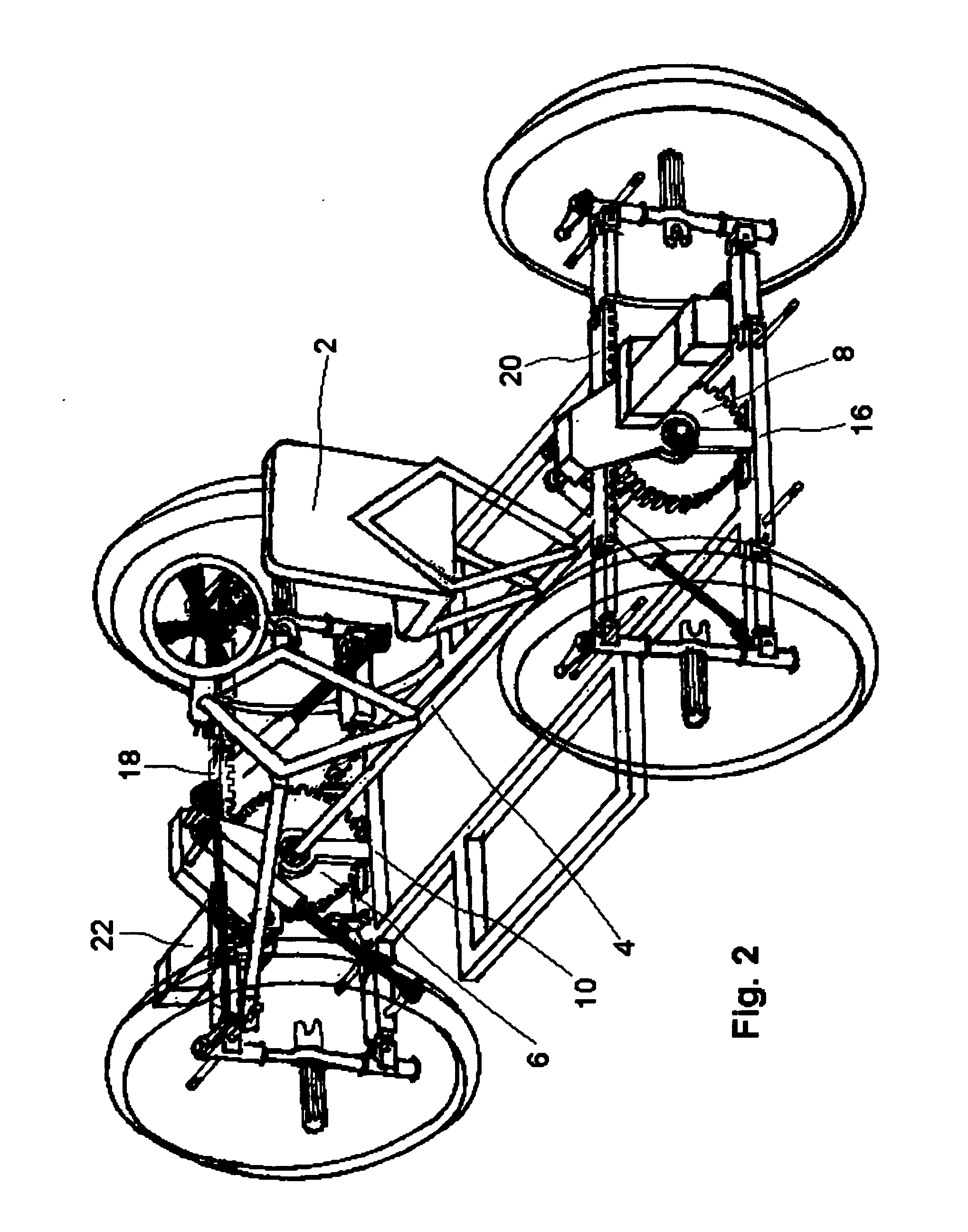 Four wheel drive stationary body vehicle having controlled wheel and passenger compartment lateral lean with independent steering