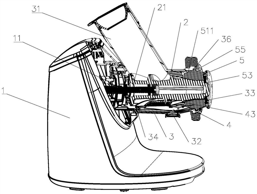 An easy-to-clean screw squeeze juice extractor