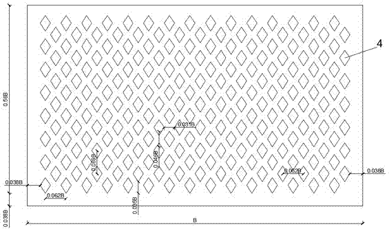 Rhombus perforated water-distributing lattice wall for pre-sinking aeration tank of water intake pumping station and rectifying method thereof