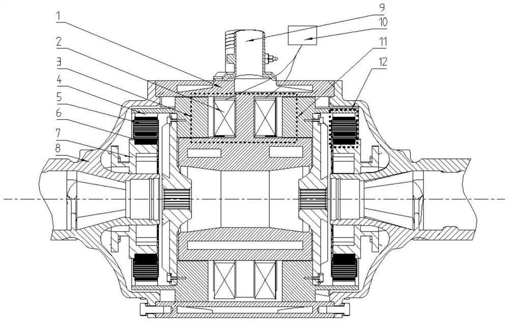 Self-excitation type retarded braking axle