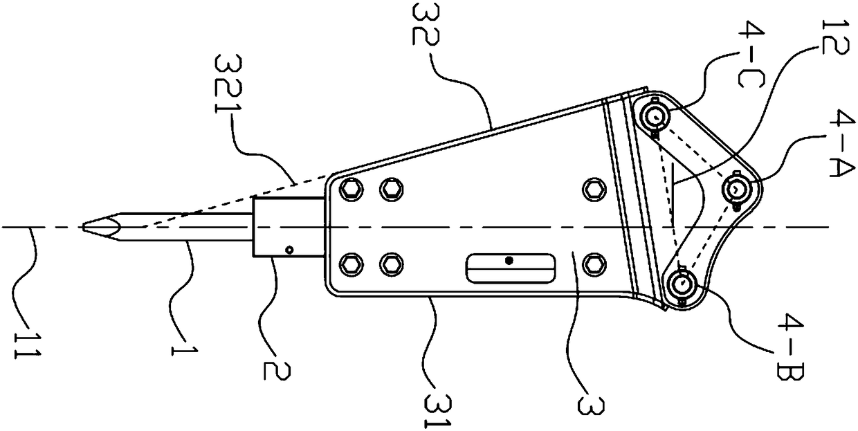 Large-angle universal crushing hammer