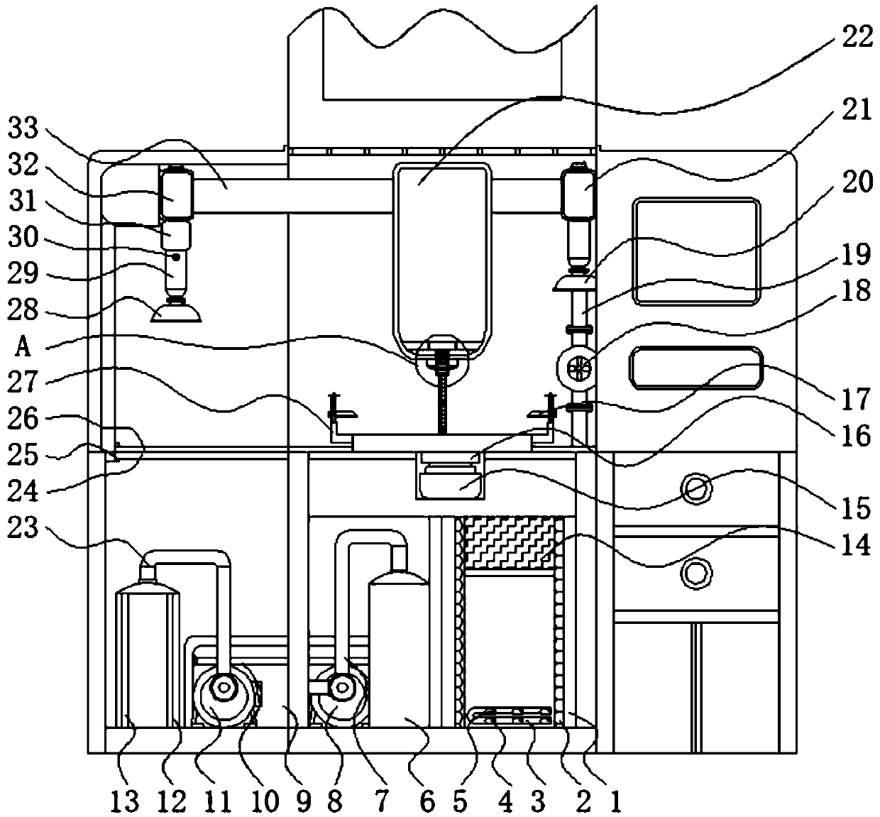 Waste separation device for high-density graphite engraving and milling machine