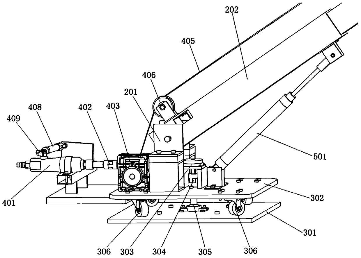 Lifting device of a pneumatic truck crane