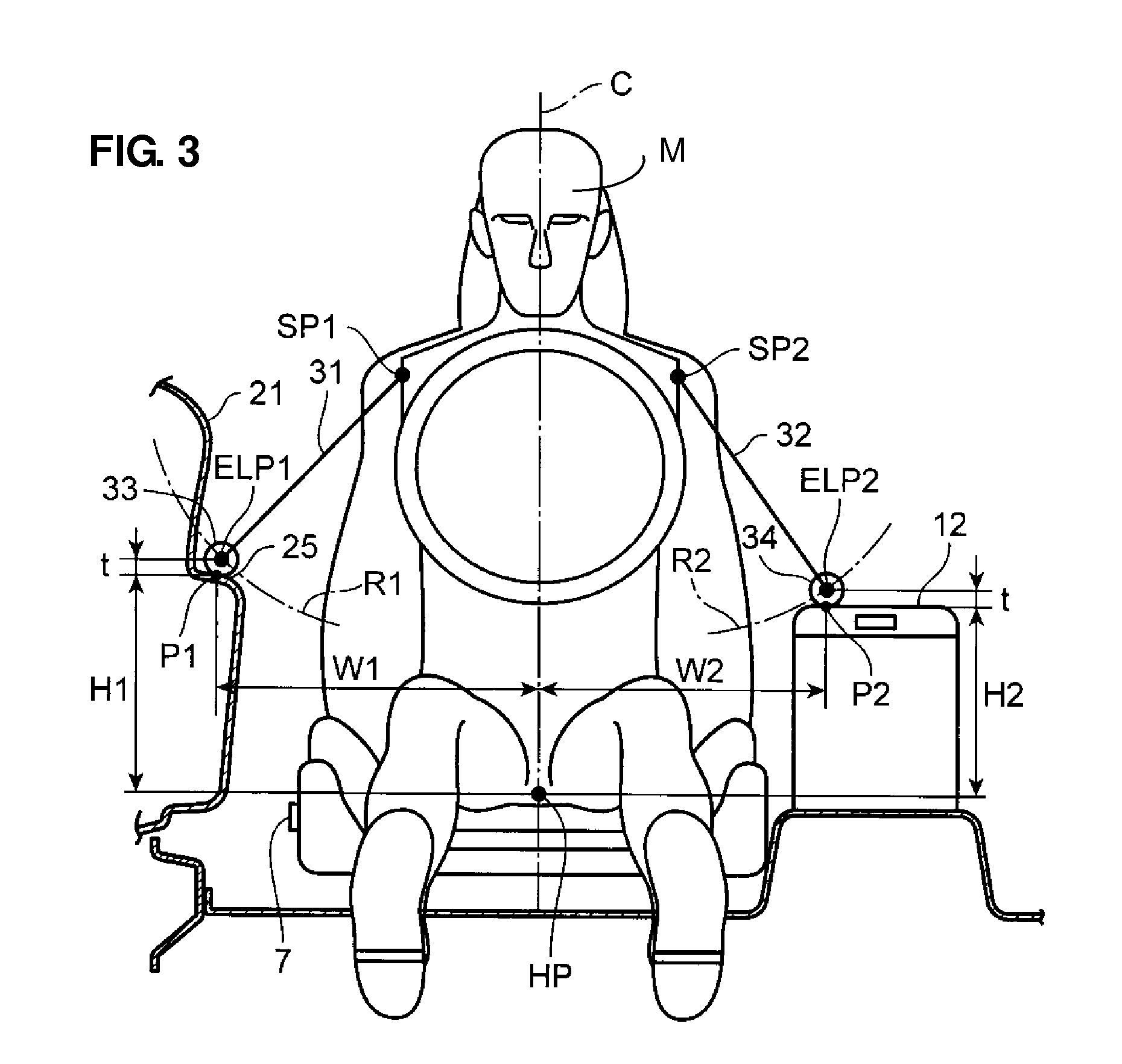 Armrest structure for vehicle and setting method of armrest height for vehicle