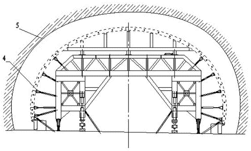 Tunnel lining trolley with push-pull end die and secondary tunnel lining pouring method implemented by same