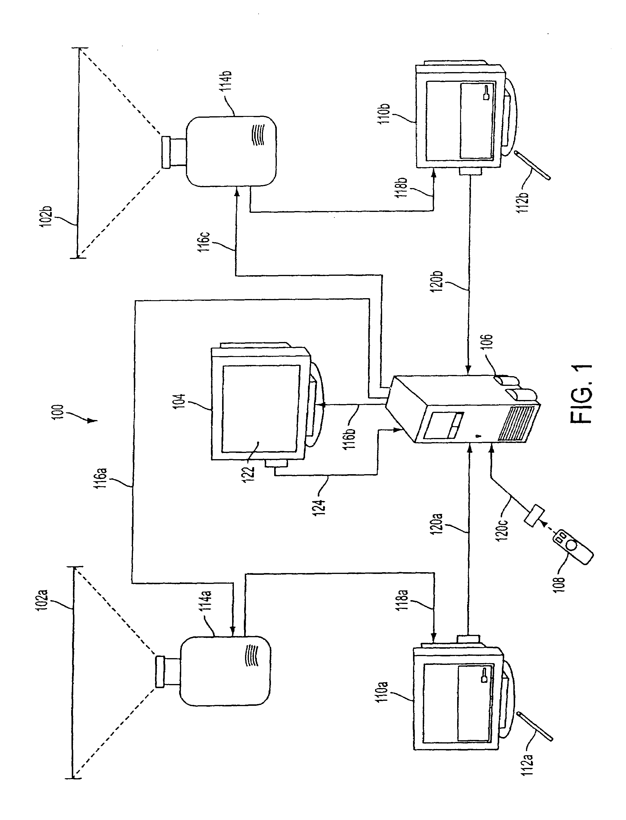 Interface for a system of method of electronic presentations having multiple display screens with remote input