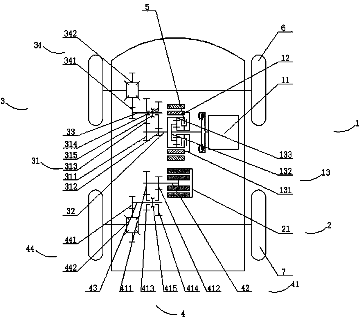 Front and back drive continuous-speed-changing hybrid power assembly