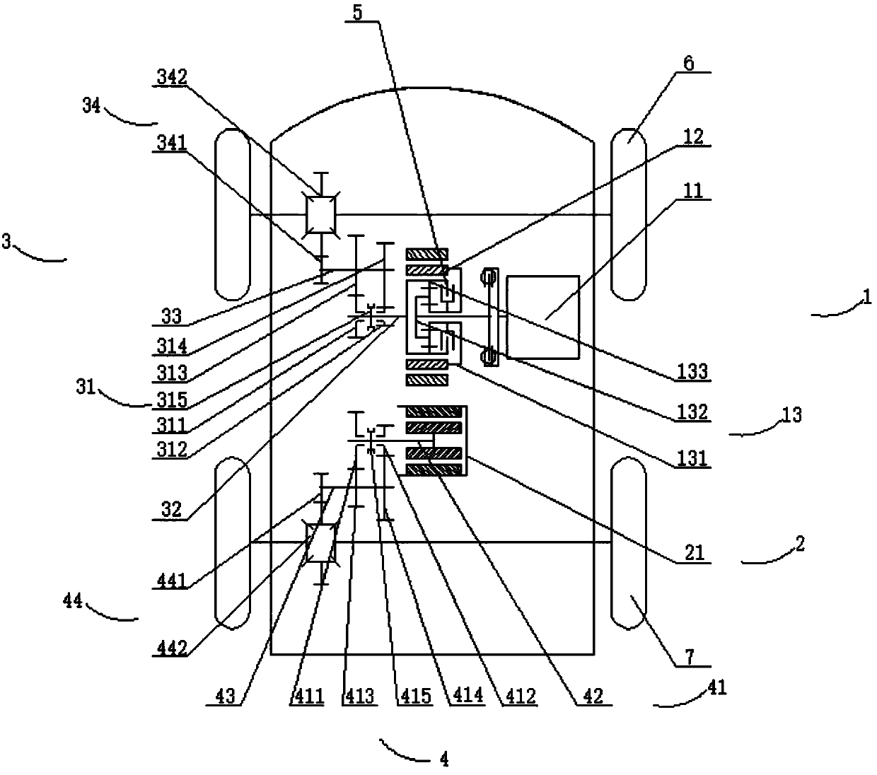 Front and back drive continuous-speed-changing hybrid power assembly