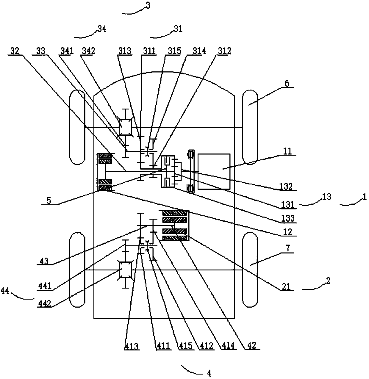 Front and back drive continuous-speed-changing hybrid power assembly