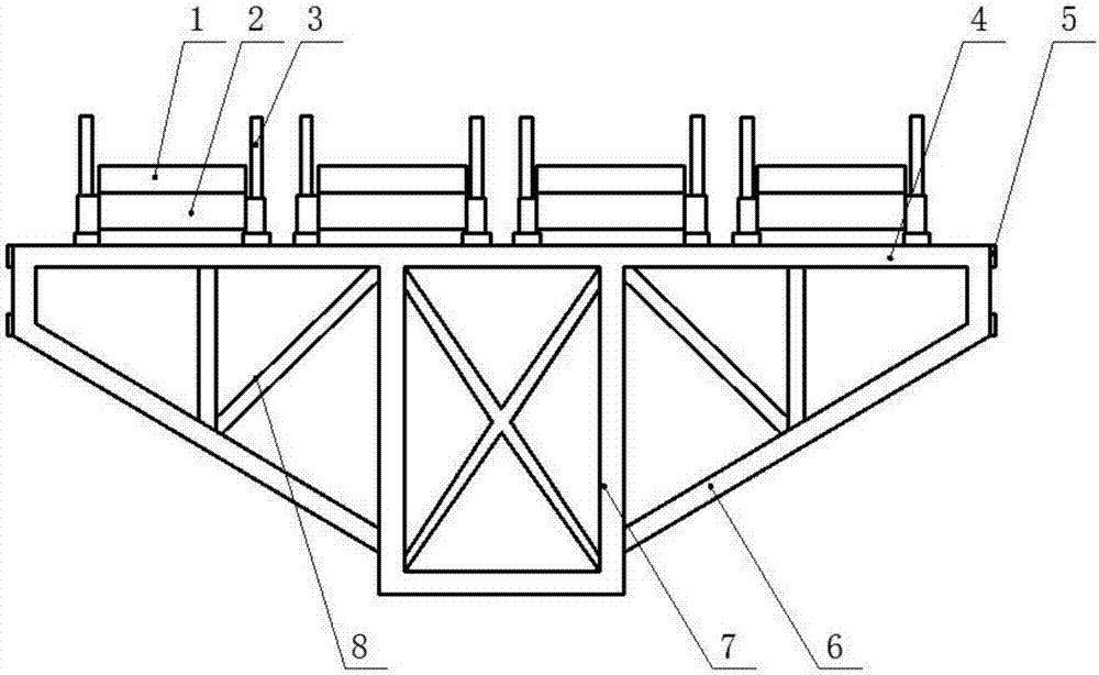 Large-span tension stringing construction method and support frame