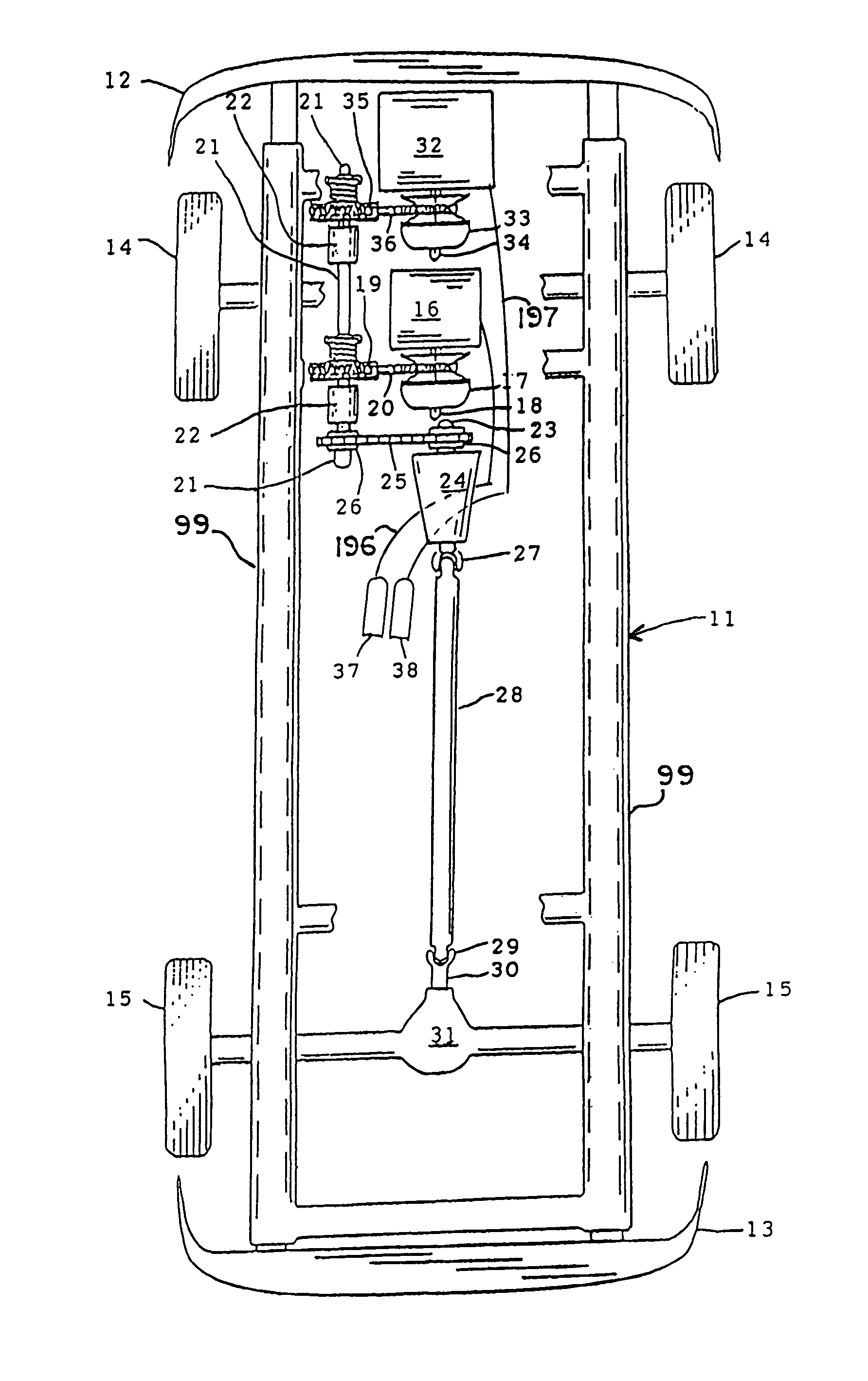 Vehicle with multiple engines coupled to a transmission via a jackshaft