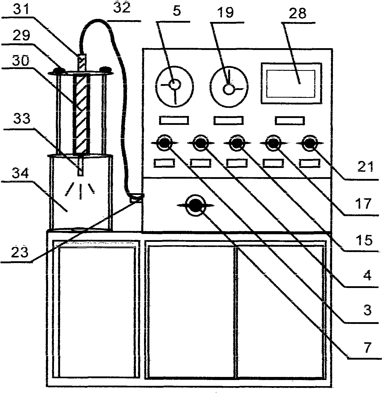 Test table for oil injector of marine diesel and fuel injector test methods