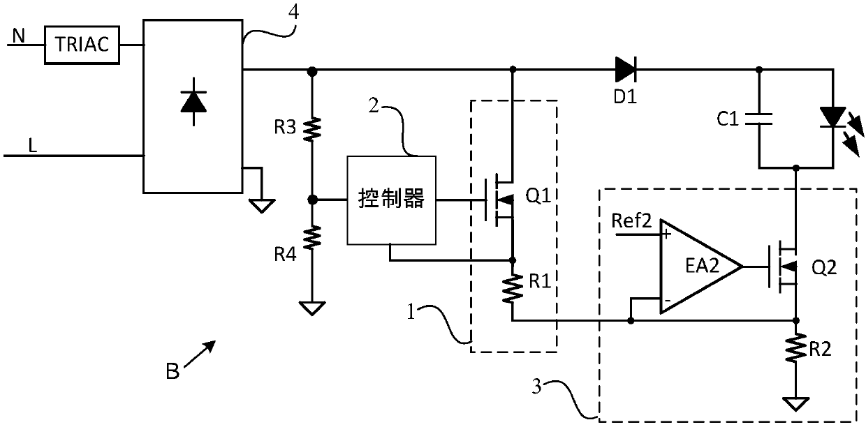 LED driving circuit with thyristor dimmer, circuit module and control method