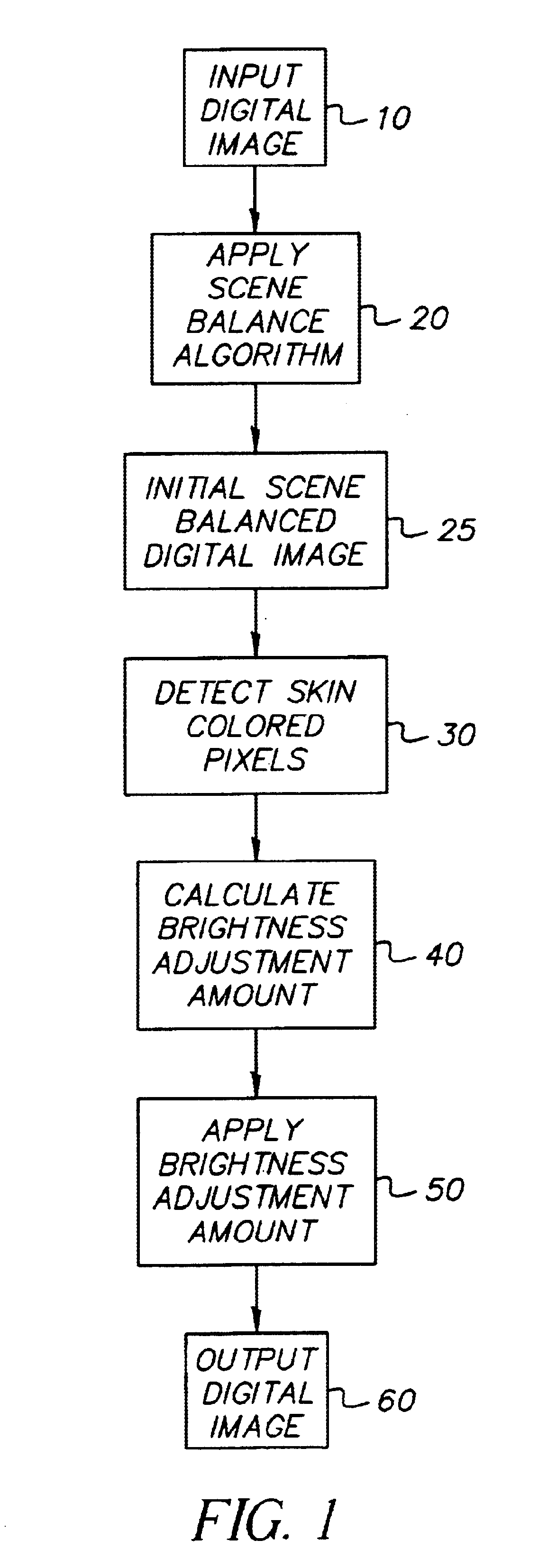 Method for processing a digital image to adjust brightness