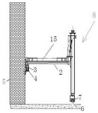 Two-story parking facility secured to building columns on one side