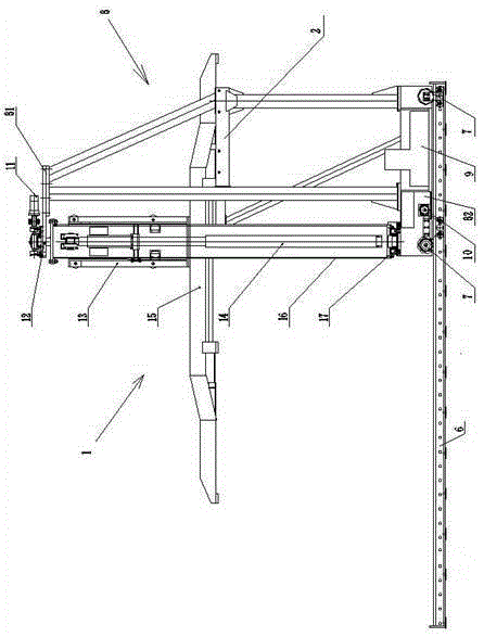 Two-story parking facility secured to building columns on one side