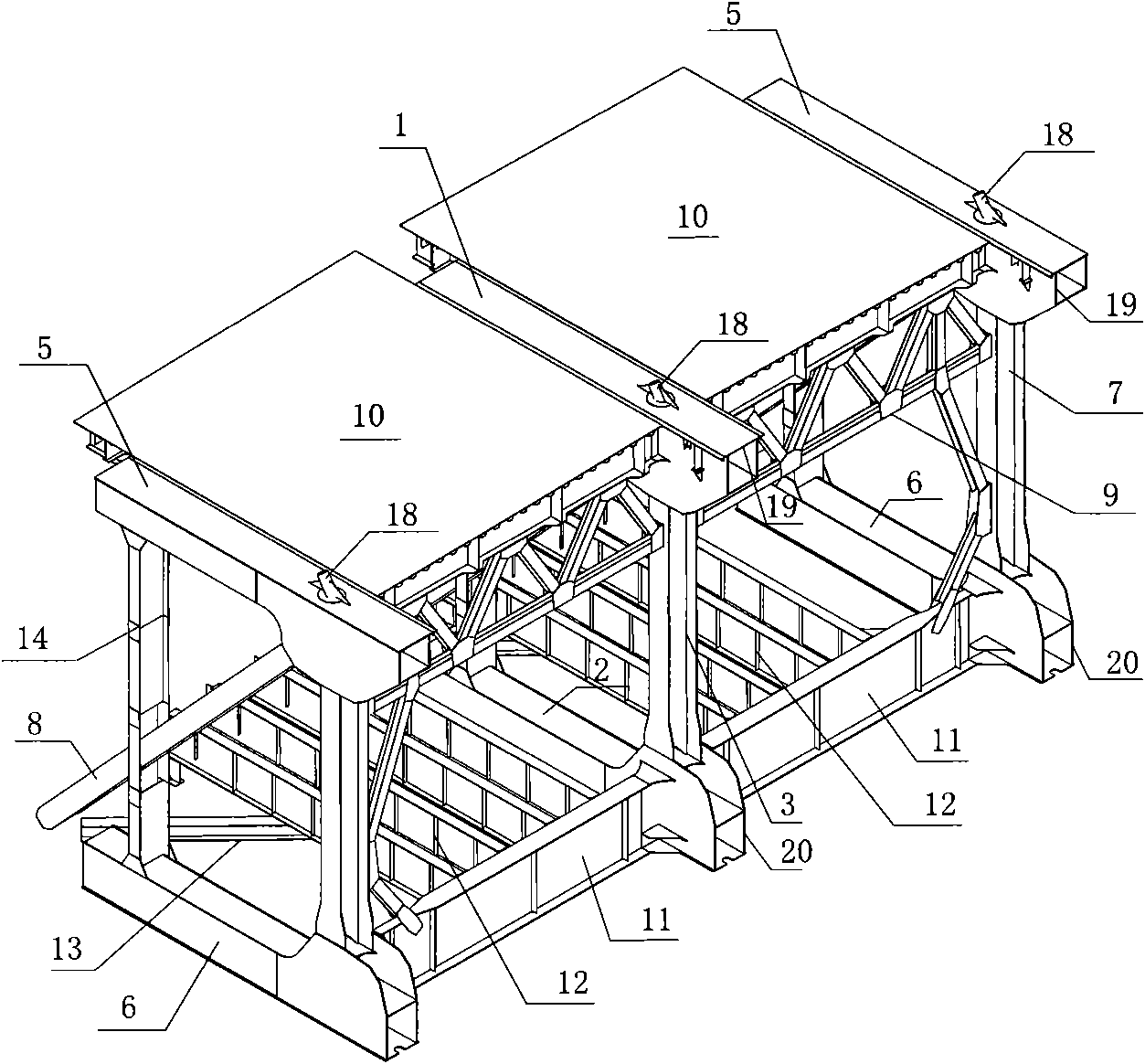 Three-truss main girder structure of highway and railway bi-purpose cable-stayed bridge and installation method thereof