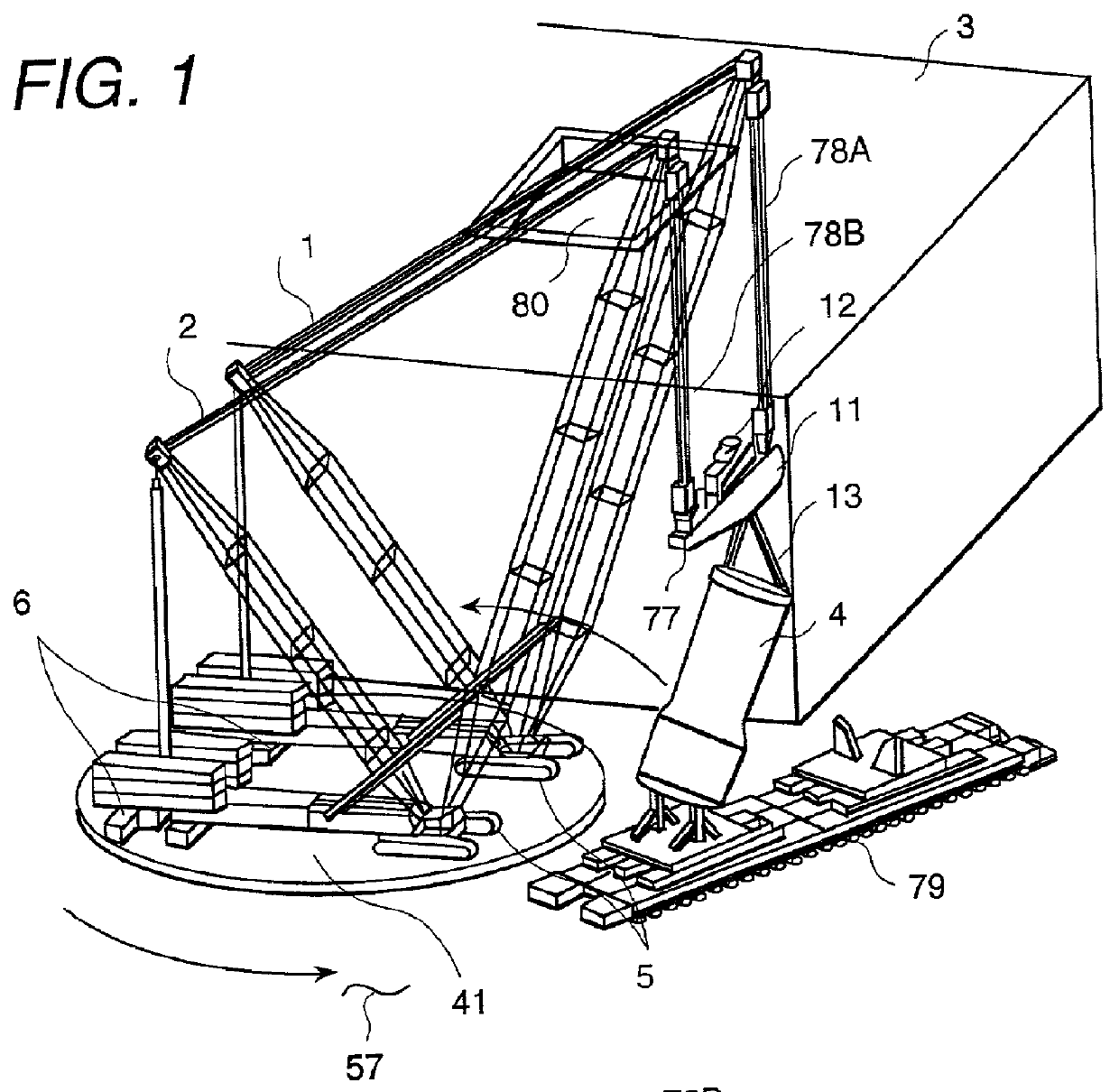 Loading/unloading method, a crane rotating apparatus, and a hoisting apparatus