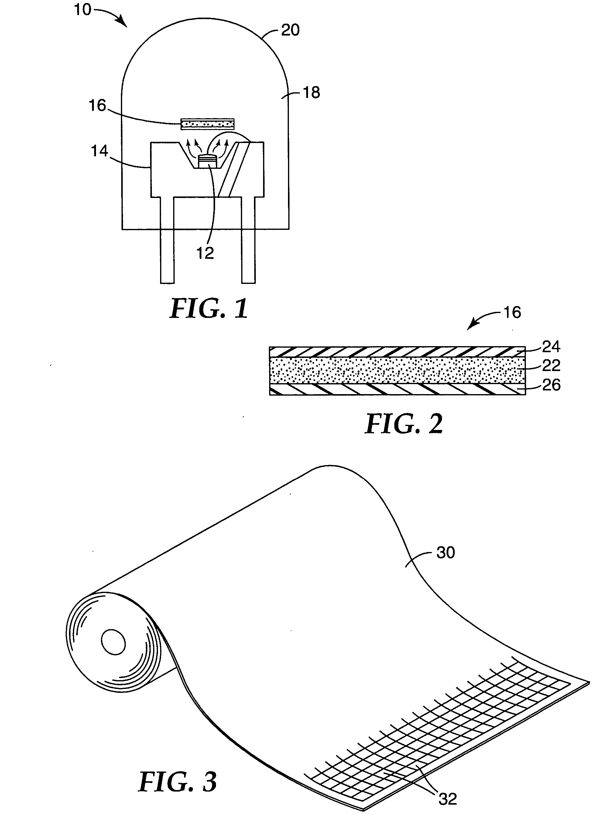 Phosphor based light sources having a non-planar long pass reflector and method of making