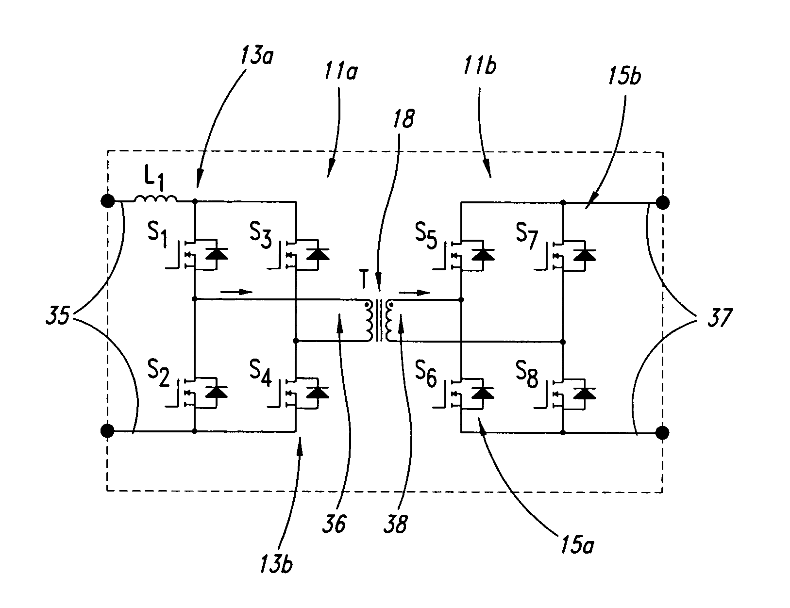 Power converter employing a planar transformer