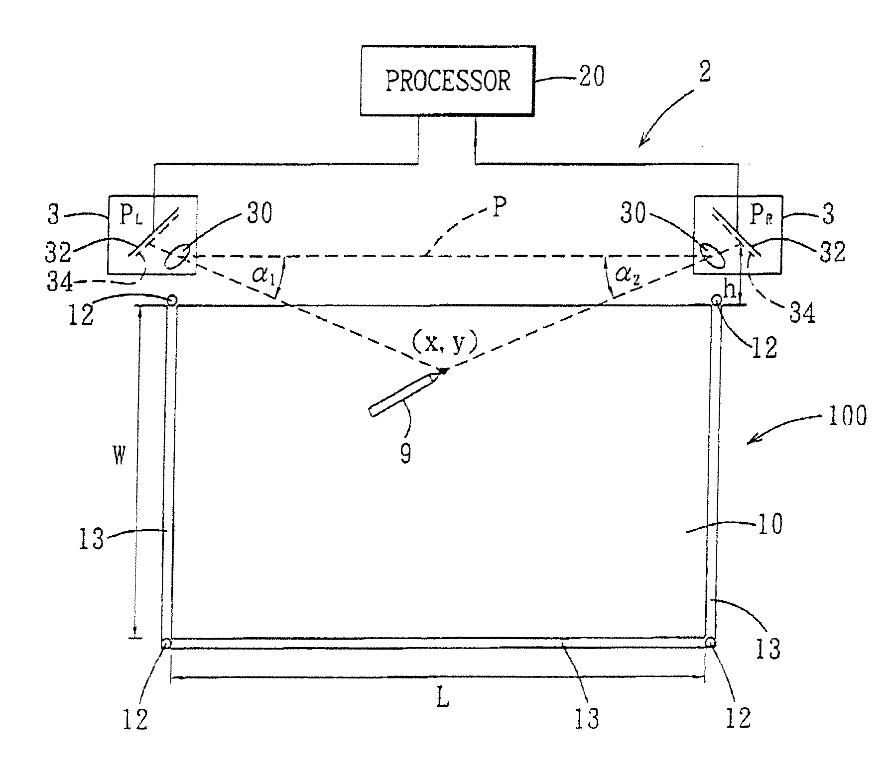 Optical touch panel and coordinate information correction method and detecting device therefor