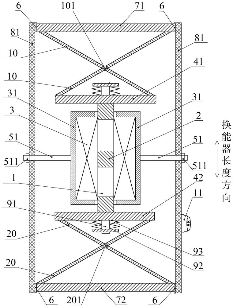 Displacement amplification type magnetostriction energy converter