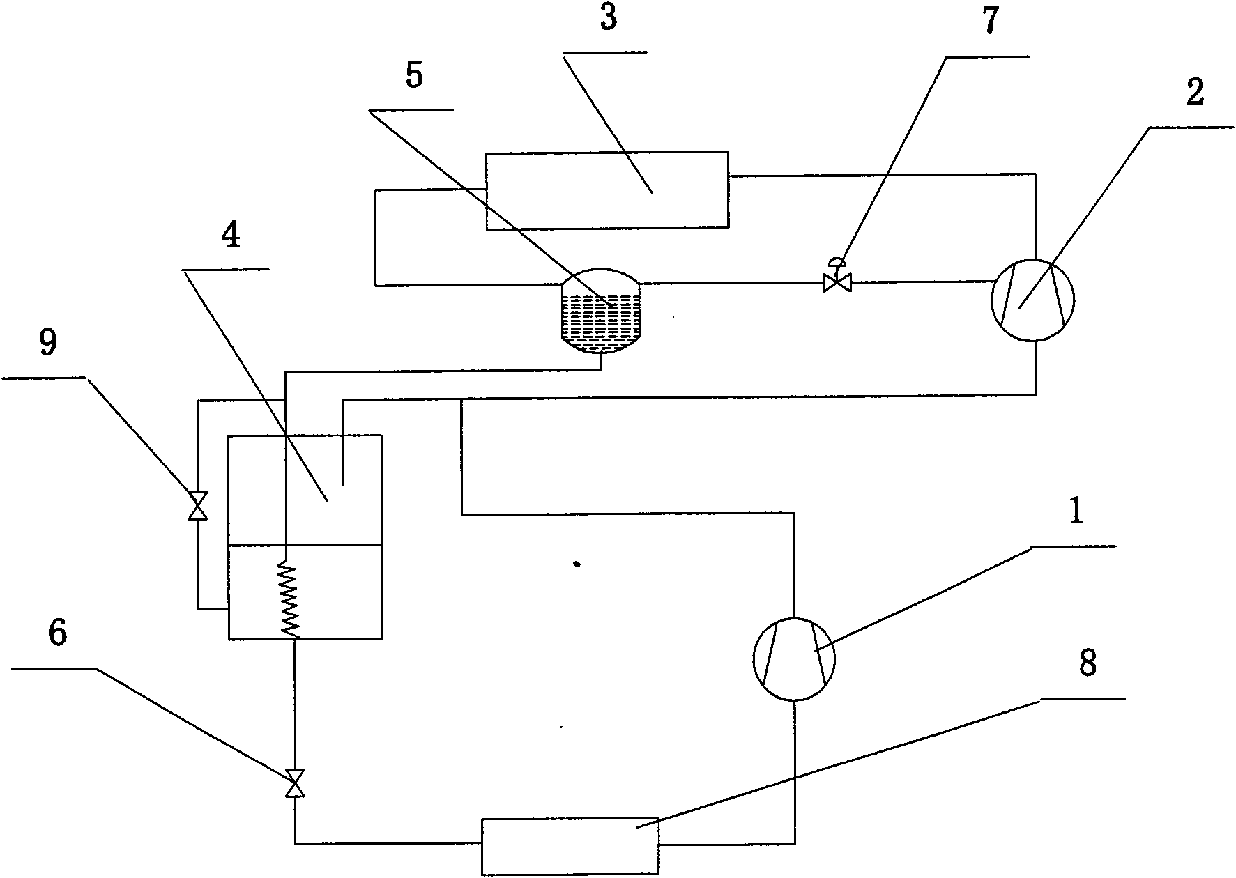 High pressure level gas supplementing quasi-tertiary vapor compression type refrigerating system