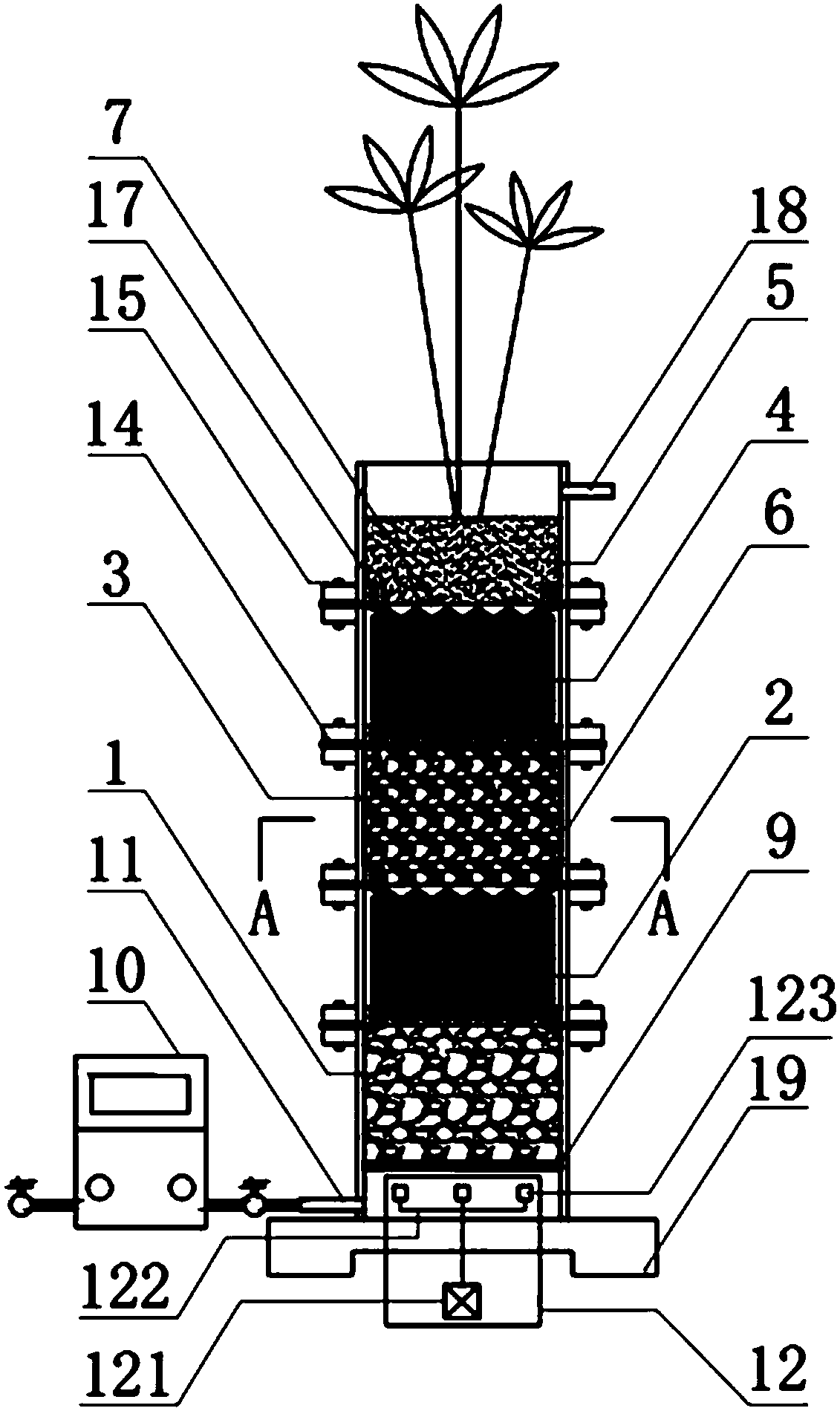 Multi-section basalt fiber bundle combined packing artificial wetland