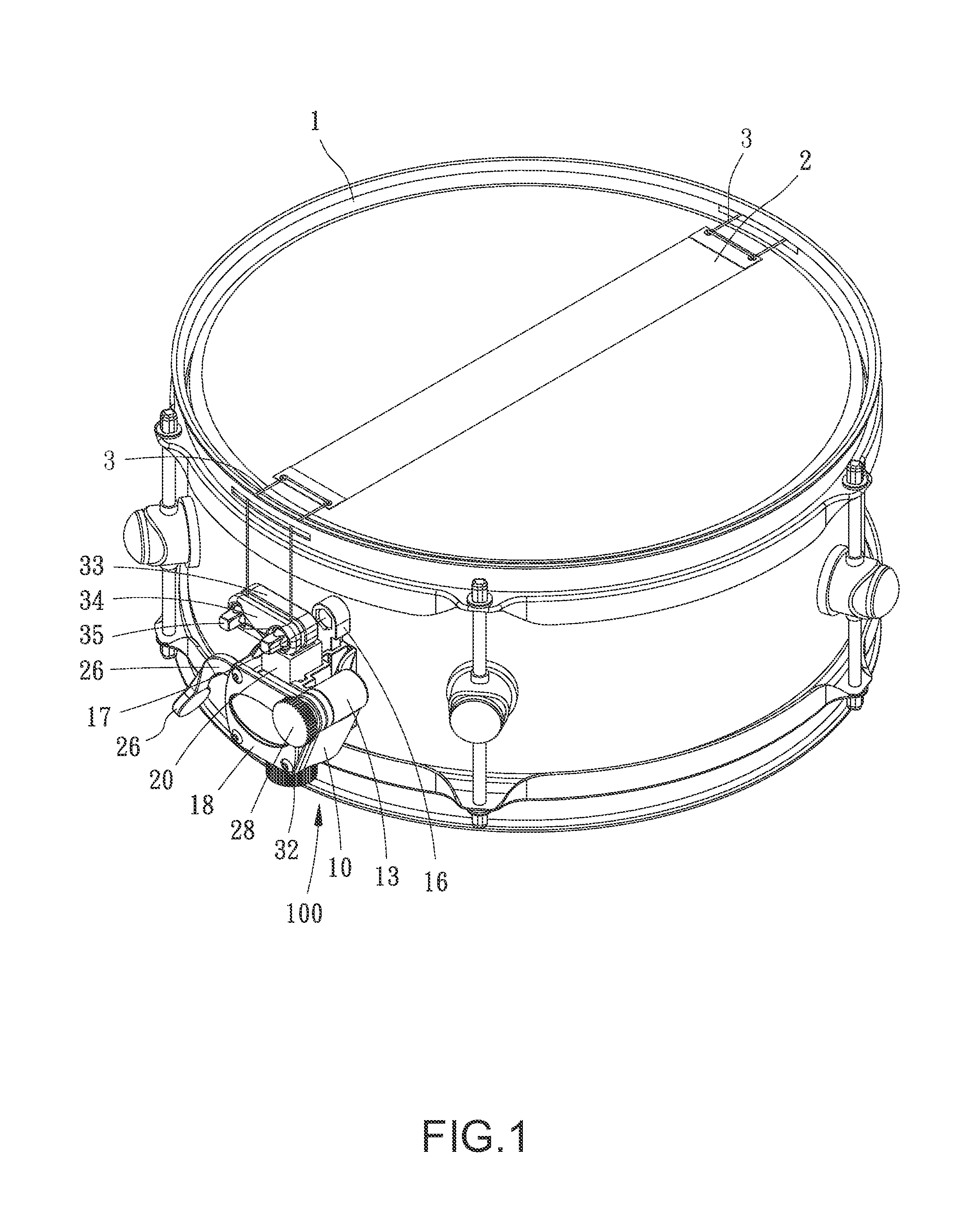 Adjustment assembly for snare wires