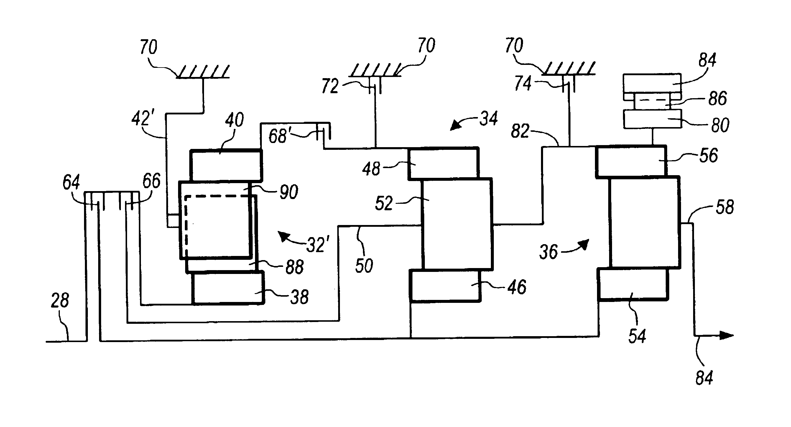 Multiple-speed power transmission for motor vehicles