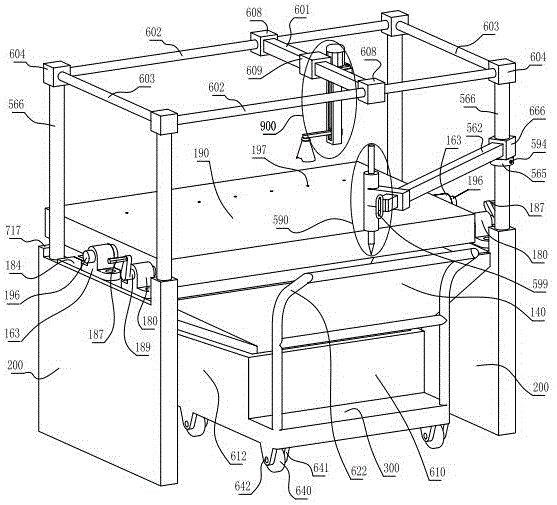 Nickel alloy glass tester with hydraulic bedplate, screw camera unit and bevel corner clamps