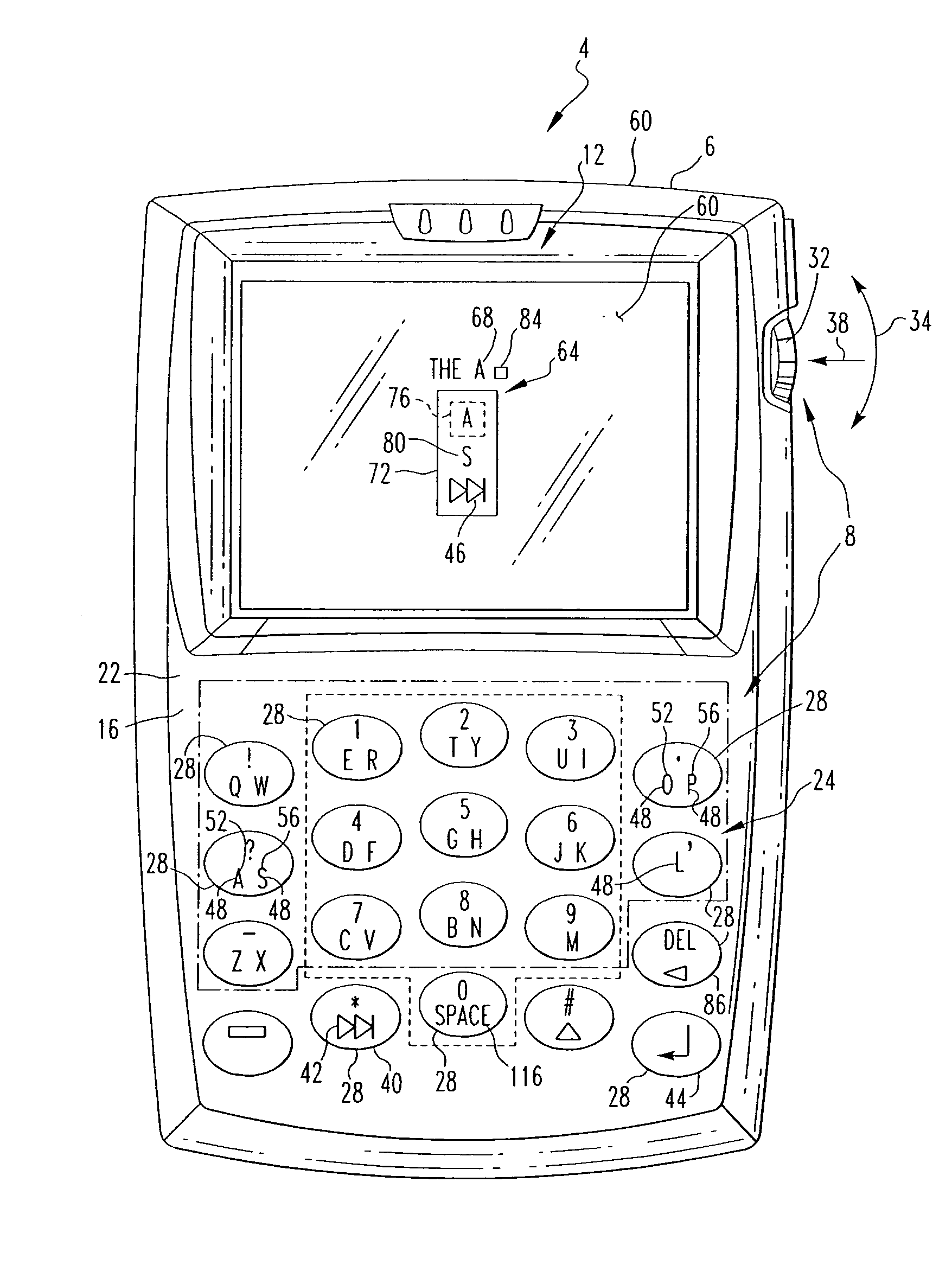 Handheld electronic device with text disambiguation